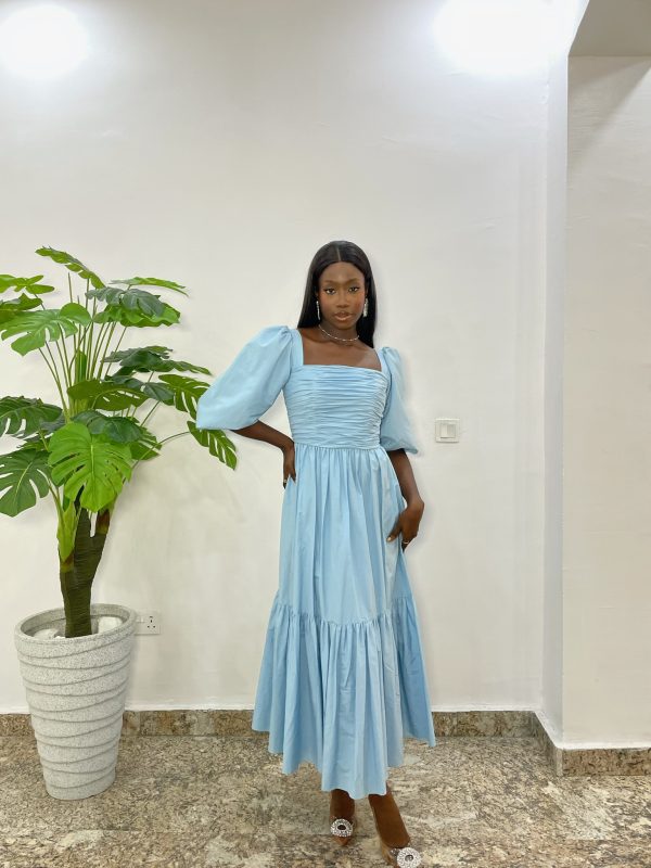 Stylish Blue Maiden Maxi Dress - A chic and comfortable choice for a fashionable summer look.