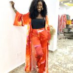 Stylish Orange Hawaii Two-Piece Set - African kimono with pants, a unique blend of culture and comfort for a chic fashion statement.