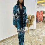 Stylish Blue Kimono and Pant Set with Belt - A versatile blend of elegance and comfort for women's fashion.