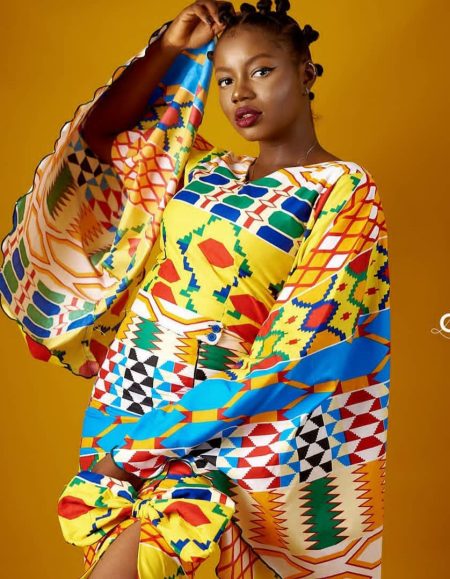 Distinctive Ankara Two-Piece Set - Long bell sleeve top with skirt, a blend of African fashion and timeless elegance.