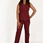 Elevate your corporate style with this stunning red two-piece set featuring a vest and trousers. Perfect for a powerful, polished look.