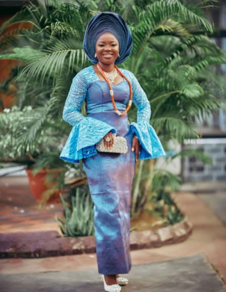 Shop this blue colored design and layered traditional African Attire