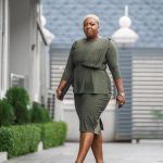 The Olive Dress: Elevate your work attire with this stunning creation. The Olive Dress combines eye-catching patterns with customizable sizes, ensuring a perfect fit that makes a lasting impression.