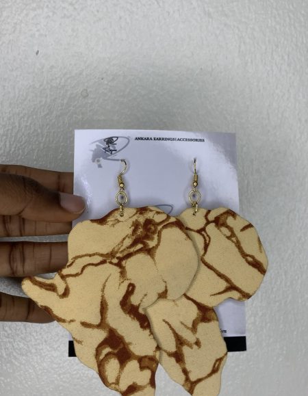 "Discover unique African map-shaped Ankara earrings, handcrafted with vibrant fabric patterns. Elevate your style with these culturally inspired accessories."